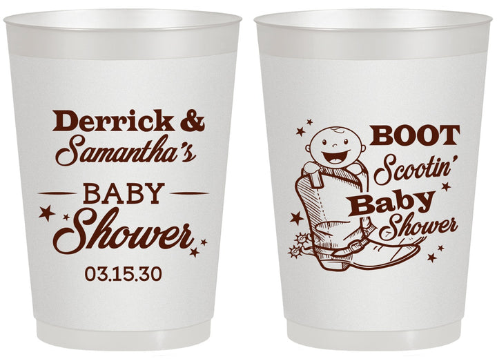 Personalized Baby Shower 20 oz Frosted Cups - Boot Scootin | 90106