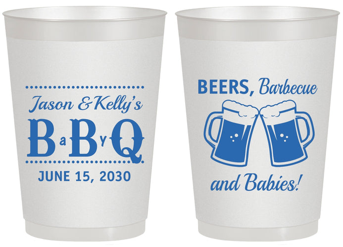 Personalized Baby Shower 20 oz Frosted Cups - Beers Bbq Babies | 90111