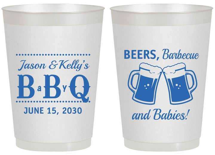 Personalized Baby Shower 20 oz Frosted Cups - Beers Bbq Babies | 90111