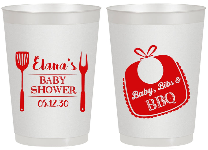 Personalized Baby Shower 20 oz Frosted Cups - Beers Bbq Babies | 90114