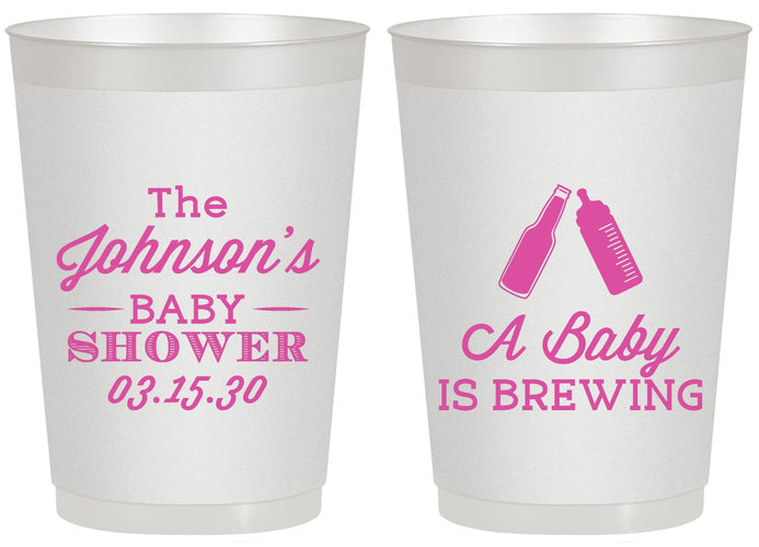 Personalized Baby Shower 20 oz Frosted Cups - Baby Is Brewing | 90116
