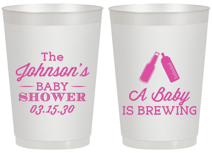 Personalized Baby Shower 20 oz Frosted Cups - Baby Is Brewing | 90116