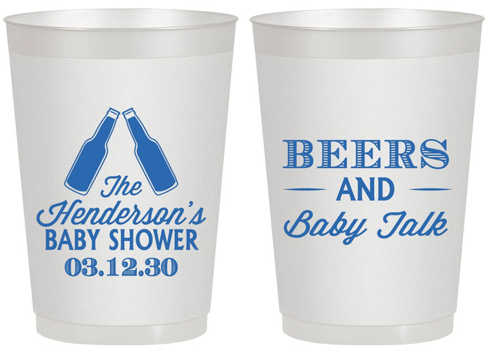 Personalized Baby Shower 20 oz Frosted Cups - Beers And Baby Talk | 90117