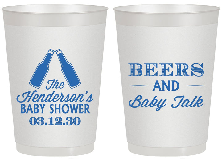 Personalized Baby Shower 20 oz Frosted Cups - Beers And Baby Talk | 90117