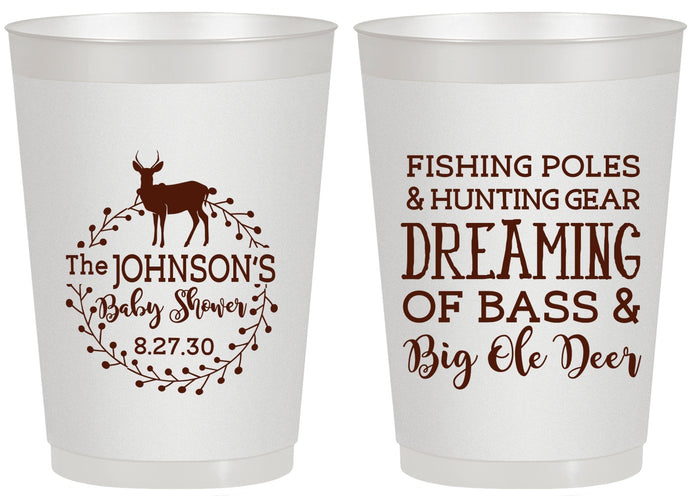 Personalized Baby Shower 20 oz Frosted Cups - Fishing Hunting | 90119