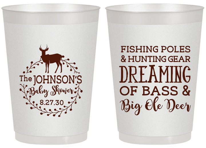 Personalized Baby Shower 20 oz Frosted Cups - Fishing Hunting | 90119