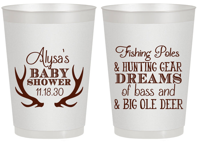 Personalized Baby Shower 20 oz Frosted Cups - Bass Deer | 90120