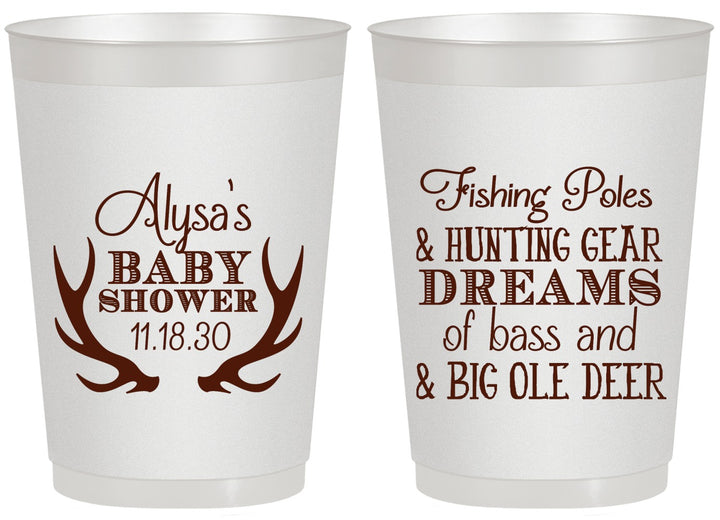 Personalized Baby Shower 20 oz Frosted Cups - Bass Deer | 90120