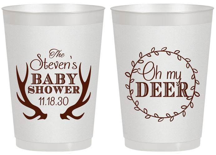 Personalized Baby Shower 20 oz Frosted Cups - Oh My Deer Christmas | 90121