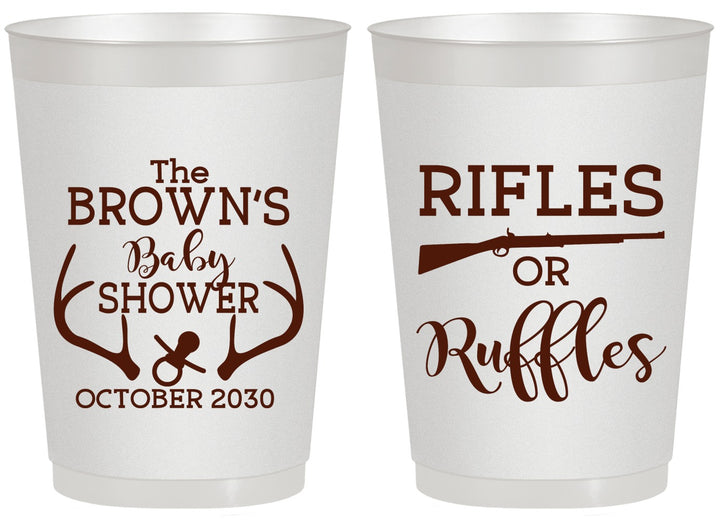 Personalized Baby Shower 20 oz Frosted Cups - Rifles Or Ruffles | 90122