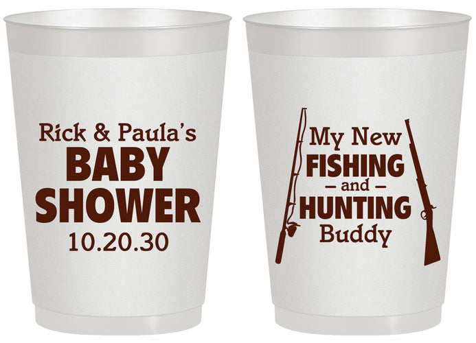 Personalized Baby Shower 20 oz Frosted Cups - Fishing Hunting | 90126