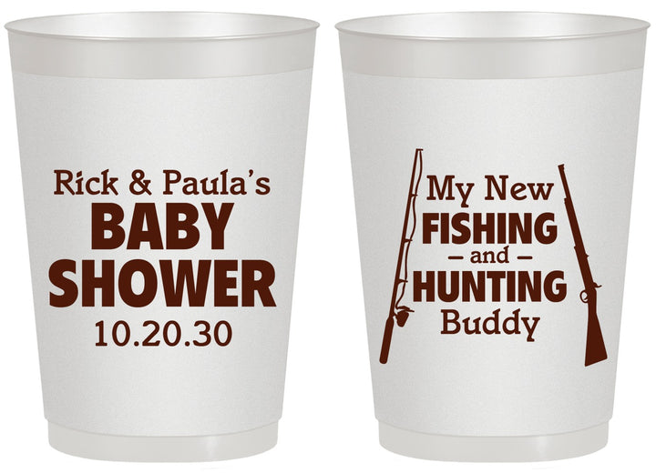 Personalized Baby Shower 20 oz Frosted Cups - Fishing Hunting | 90126