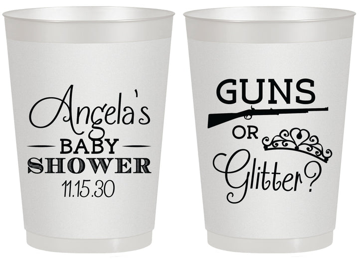 Personalized Baby Shower 20 oz Frosted Cups - Guns Or Glitter | 90130