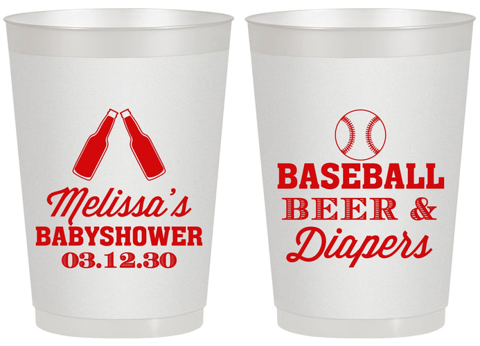 Personalized Baby Shower 20 oz Frosted Cups - Baseball Beer Diapers | 90132