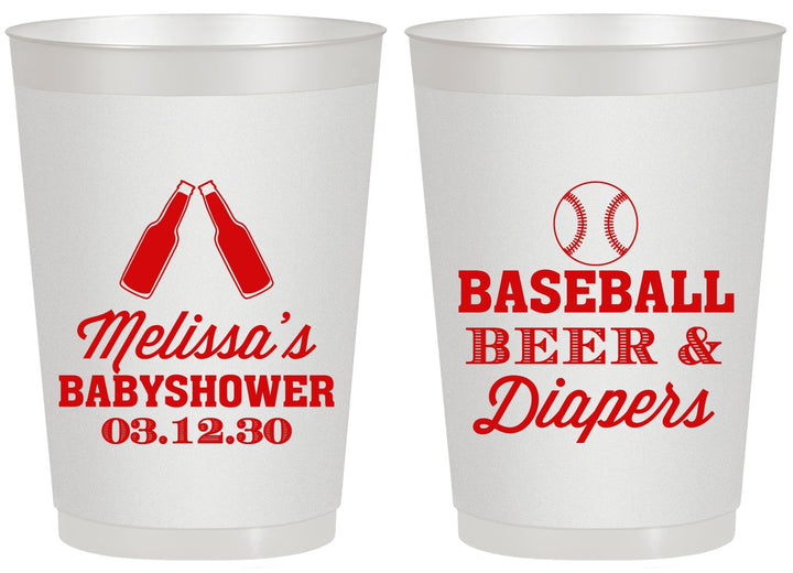 Personalized Baby Shower 20 oz Frosted Cups - Baseball Beer Diapers | 90132