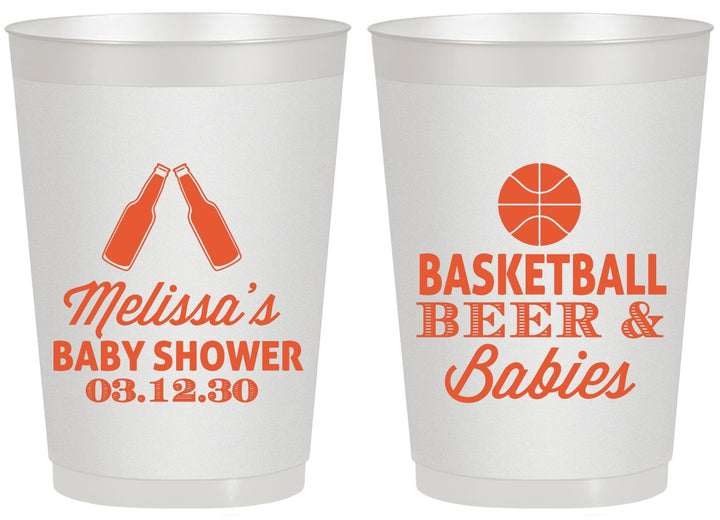 Personalized Baby Shower 20 oz Frosted Cups - Basketball Beer Babies | 90134