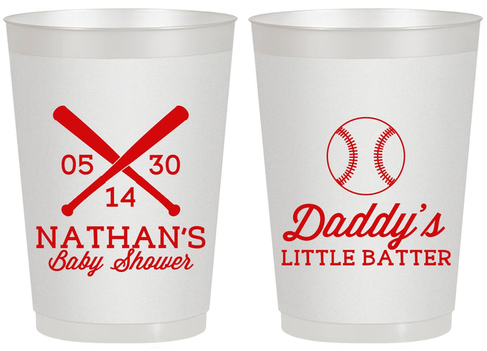 Personalized Baby Shower 20 oz Frosted Cups - Baseball Little Batter | 90136