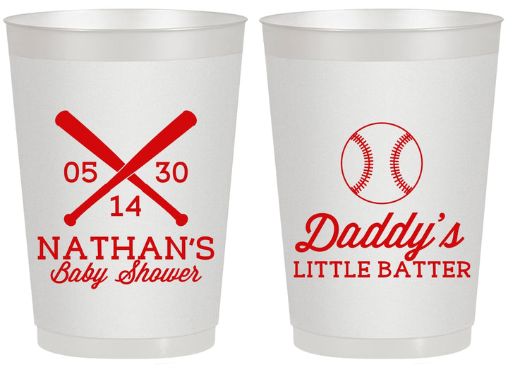 Personalized Baby Shower 20 oz Frosted Cups - Baseball Little Batter | 90136