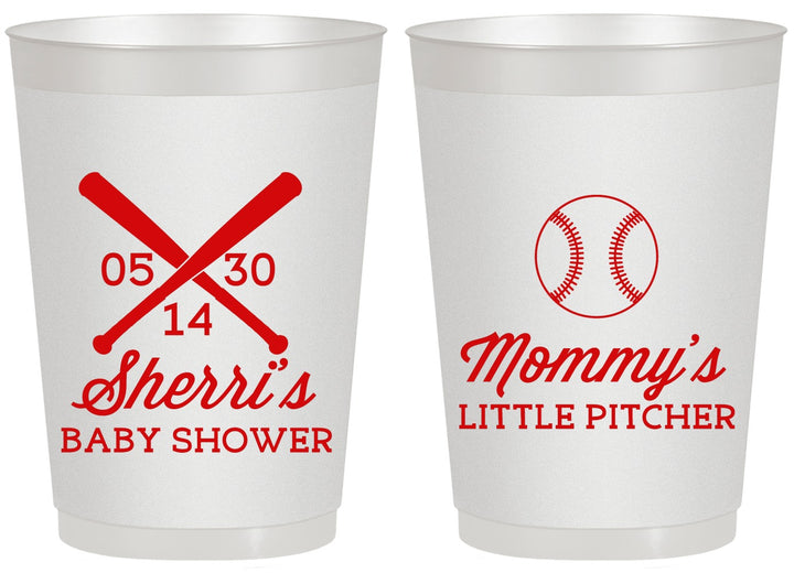 Personalized Baby Shower 20 oz Frosted Cups - Baseball Little Pitcher | 90137