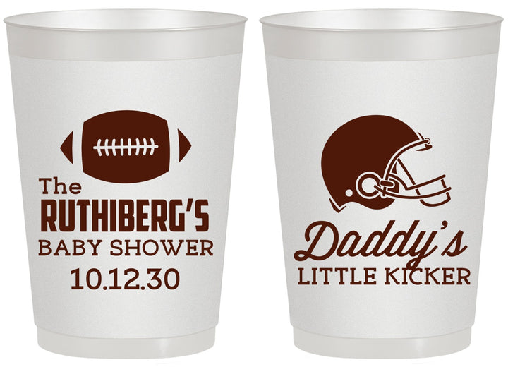Personalized Baby Shower 20 oz Frosted Cups - Football Little Kicker | 90139