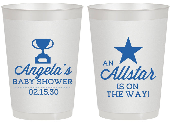 Personalized Baby Shower 20 oz Frosted Cups - Allstar On The Way | 90140