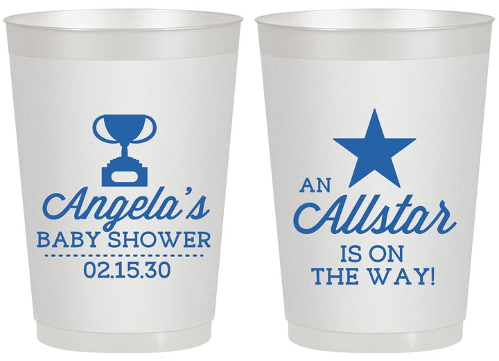 Personalized Baby Shower 20 oz Frosted Cups - Allstar On The Way | 90140