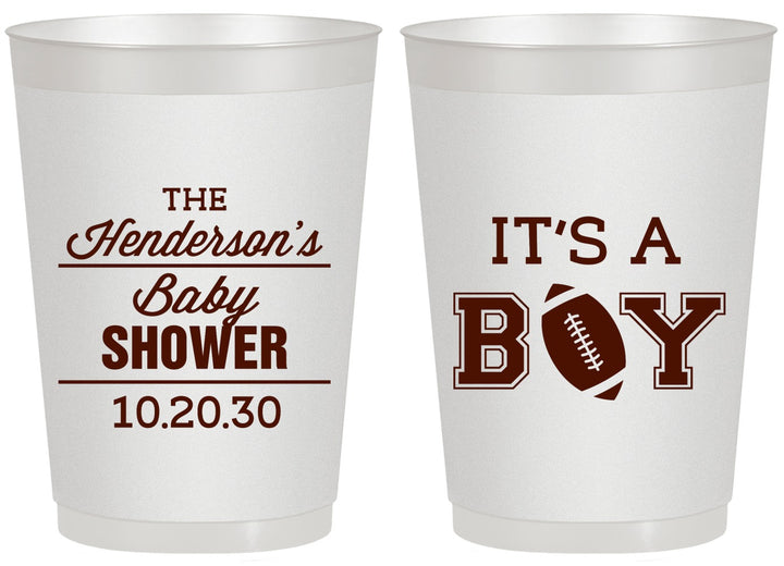 Personalized Baby Shower 20 oz Frosted Cups - Football | 90142