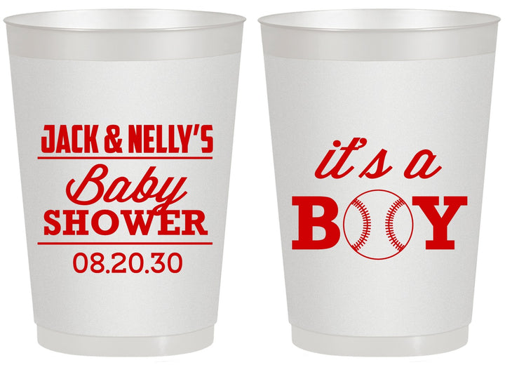 Personalized Baby Shower 20 oz Frosted Cups - Baseball Its A Boy | 90143