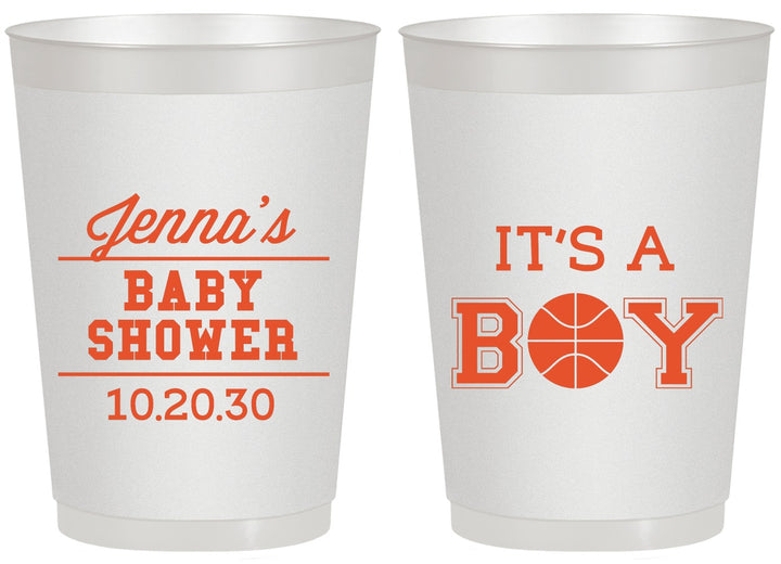 Personalized Baby Shower 20 oz Frosted Cups - Basketball Its A Boy | 90144