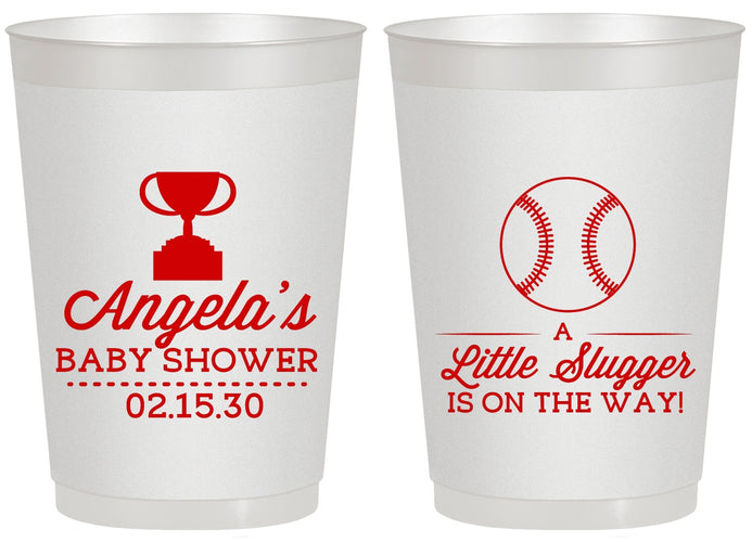 Personalized Baby Shower 20 oz Frosted Cups - Baseball Little Slugger | 90145