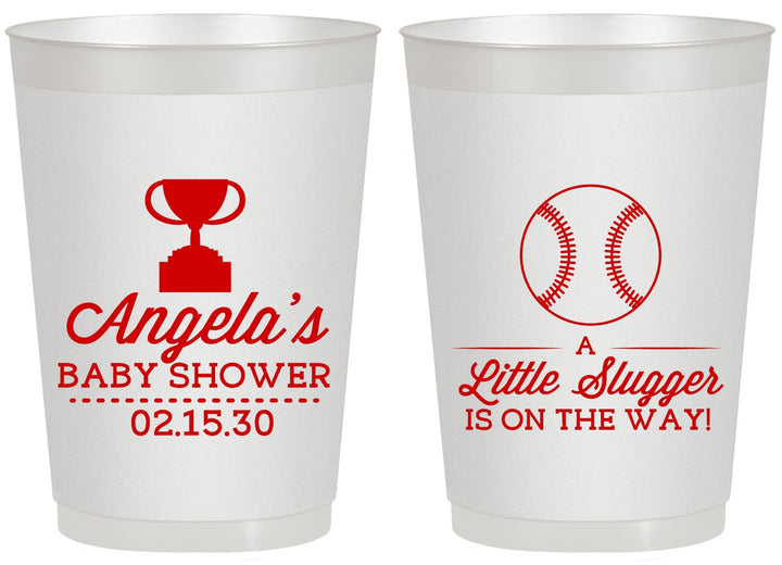 Personalized Baby Shower 20 oz Frosted Cups - Baseball Little Slugger | 90145