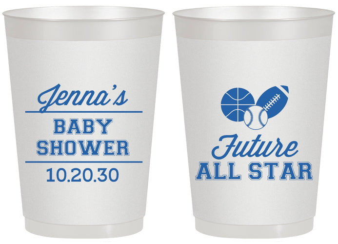 Personalized Baby Shower 20 oz Frosted Cups - Future All Star | 90146