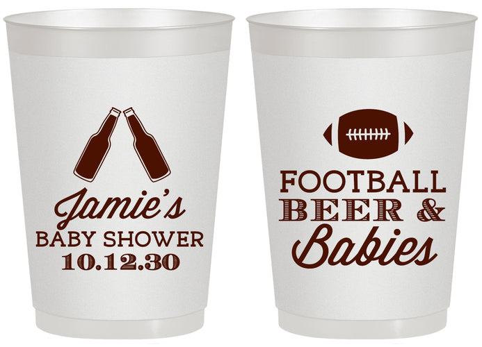 Personalized Baby Shower 20 oz Frosted Cups - Football Beer Babies | 90147