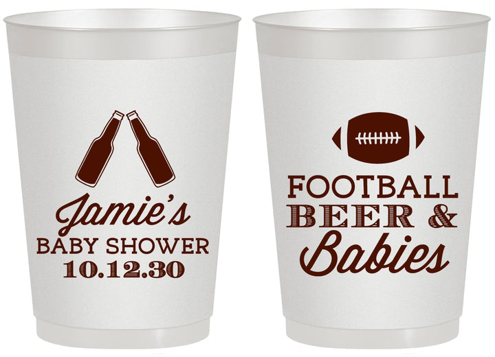 Personalized Baby Shower 20 oz Frosted Cups - Football Beer Babies | 90147
