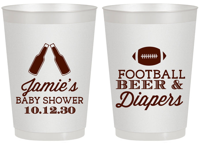 Personalized Baby Shower 20 oz Frosted Cups - Football Beer Diapers | 90148