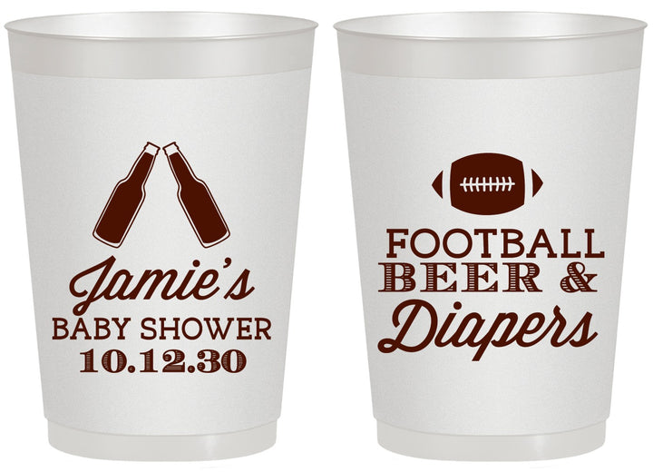 Personalized Baby Shower 20 oz Frosted Cups - Football Beer Diapers | 90148