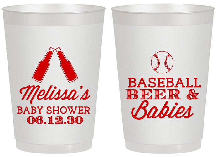 Personalized Baby Shower 20 oz Frosted Cups - Baseball Beer Diapers | 90149