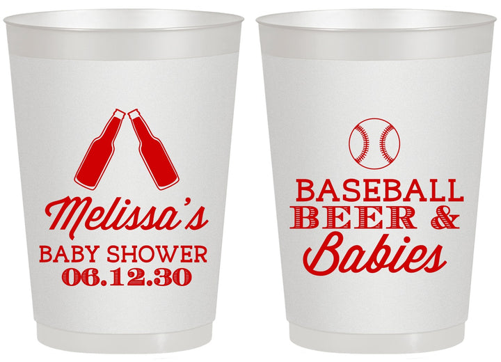 Personalized Baby Shower 20 oz Frosted Cups - Baseball Beer Diapers | 90149