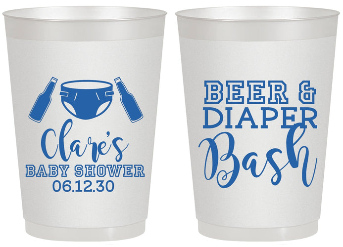 Personalized Baby Shower 20 oz Frosted Cups - Beer Diapers Bash | 90151