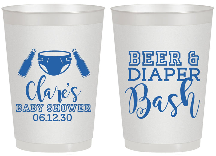 Personalized Baby Shower 20 oz Frosted Cups - Beer Diapers Bash | 90151