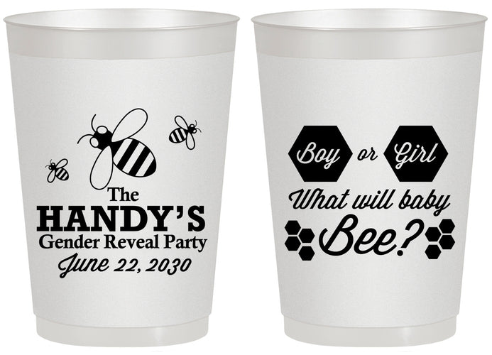 Personalized Baby Shower 20 oz Frosted Cups - Gender Reveal Bee | 90152