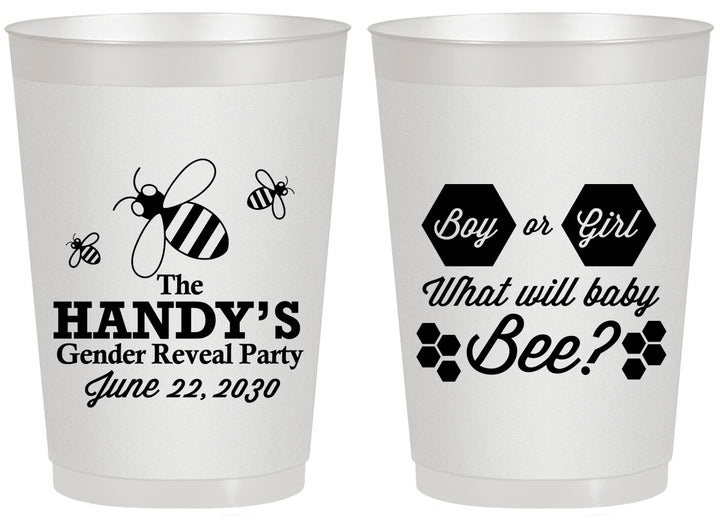 Personalized Baby Shower 20 oz Frosted Cups - Gender Reveal Bee | 90152
