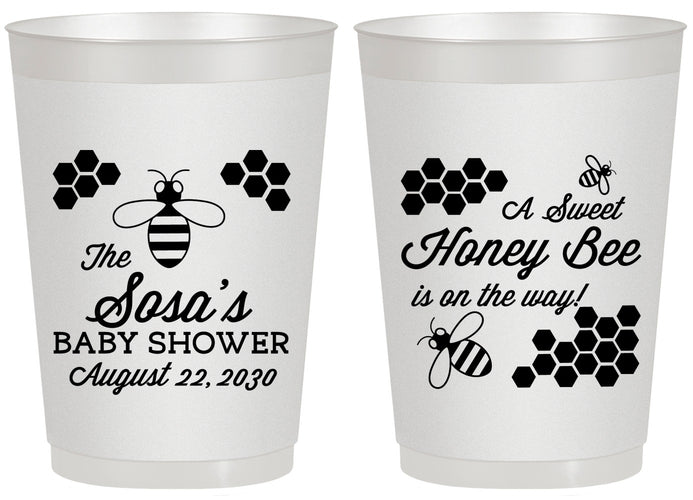 Personalized Baby Shower 20 oz Frosted Cups - Honey Bee | 90154