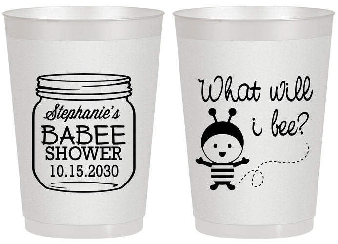 Personalized Baby Shower 20 oz Frosted Cups - What Will I Bee | 90156