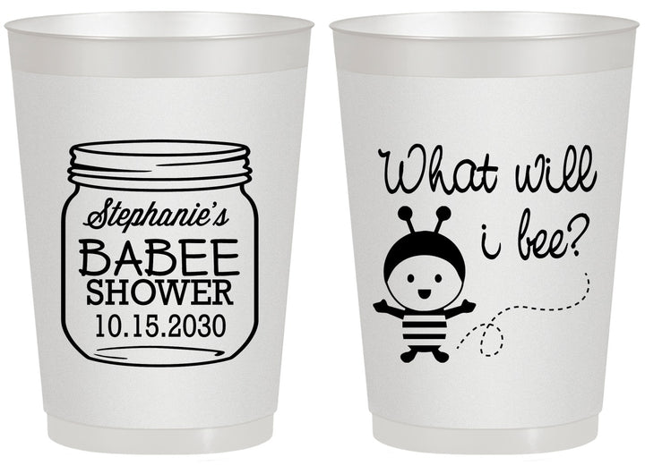 Personalized Baby Shower 20 oz Frosted Cups - What Will I Bee | 90156