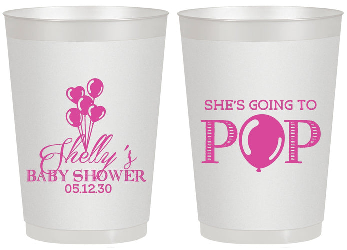 Personalized Baby Shower 20 oz Frosted Cups - Shes Going To Pop | 90157