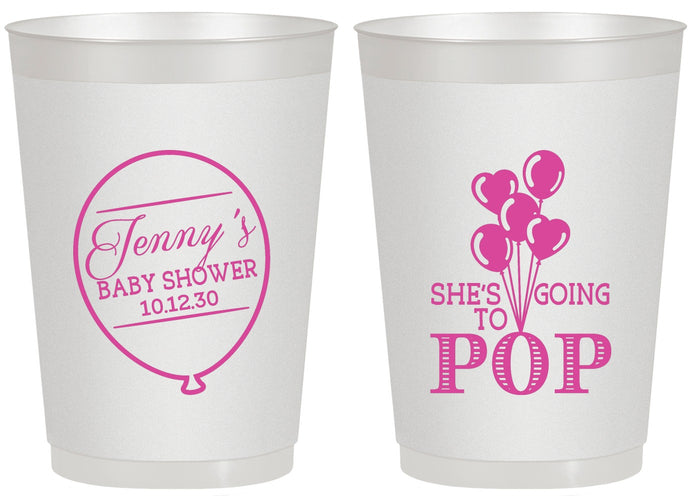 Personalized Baby Shower 20 oz Frosted Cups - Shes Going To Pop | 90160