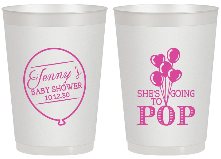 Personalized Baby Shower 20 oz Frosted Cups - Shes Going To Pop | 90160