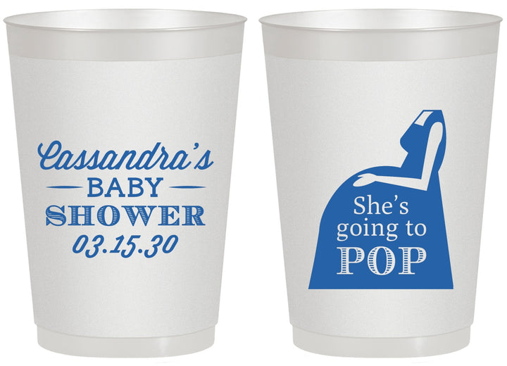 Personalized Baby Shower 20 oz Frosted Cups - Shes Going To Pop | 90161