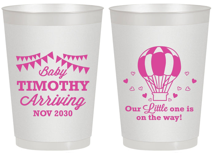 Personalized Baby Shower 20 oz Frosted Cups - Hot Air Balloon | 90162
